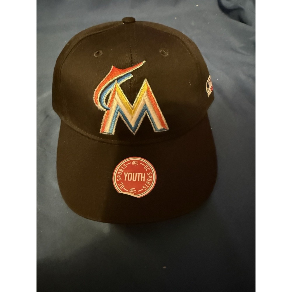 OC Sports MLB Miami Marlins Baseball Cap Youth OSFM Adjustable Black